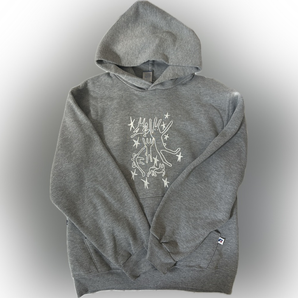 Russell Athletic Gray Hoodie with Cat Design